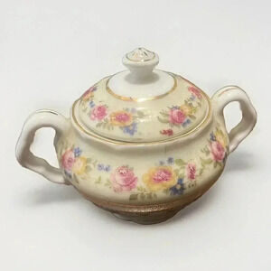 Vintage Gold Castle Little Mini Ceramic‎ Lidded Sugar Made In Japan